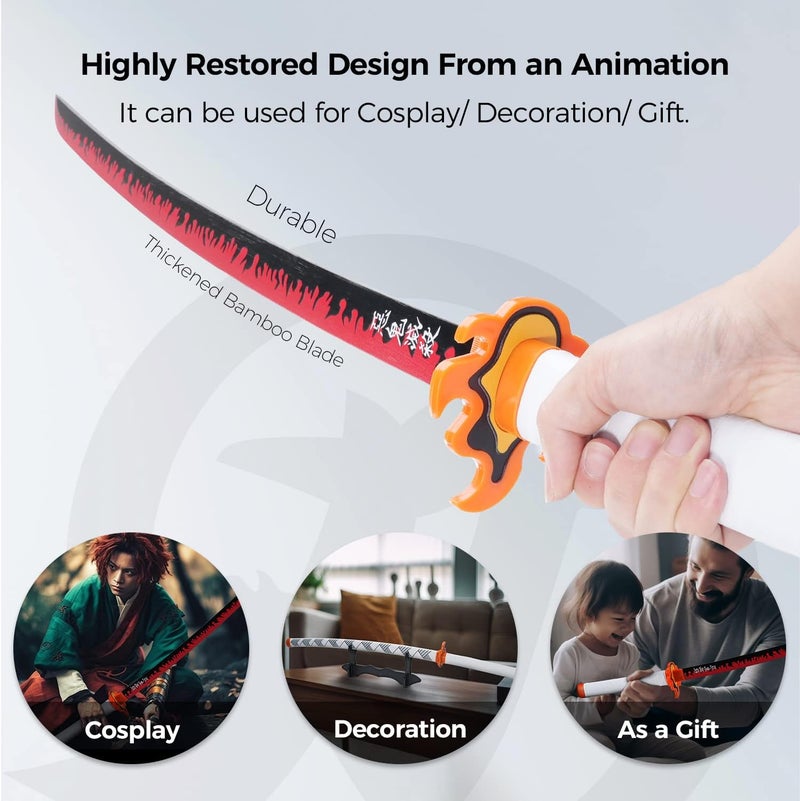Cold Blade Demon Katana - 41 Inch Anime Replica with Belt and Stand - Durable Sword Perfect for Cosplay - Nichirin Sword with Authentic Design - Image 2